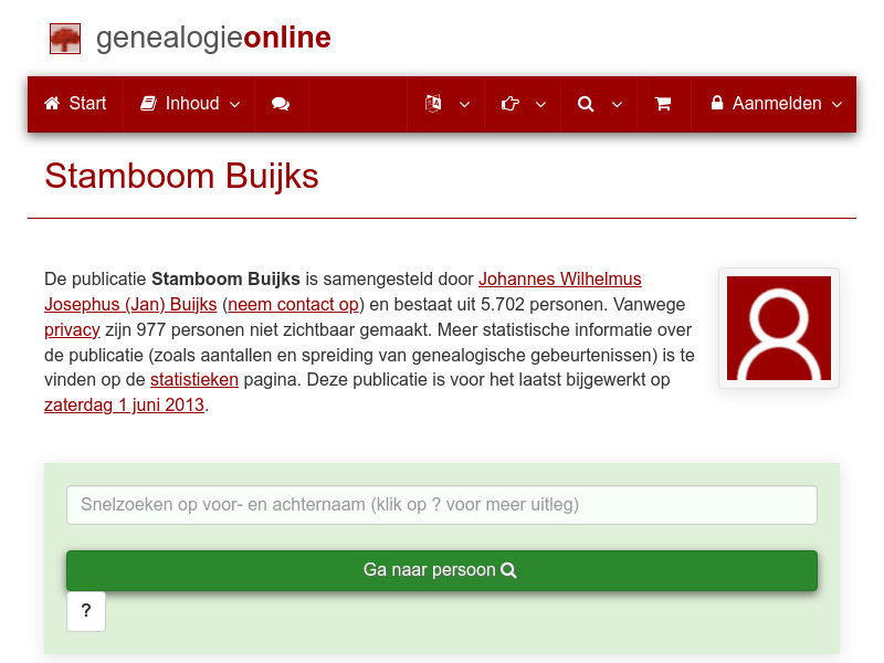 Screenshot van website