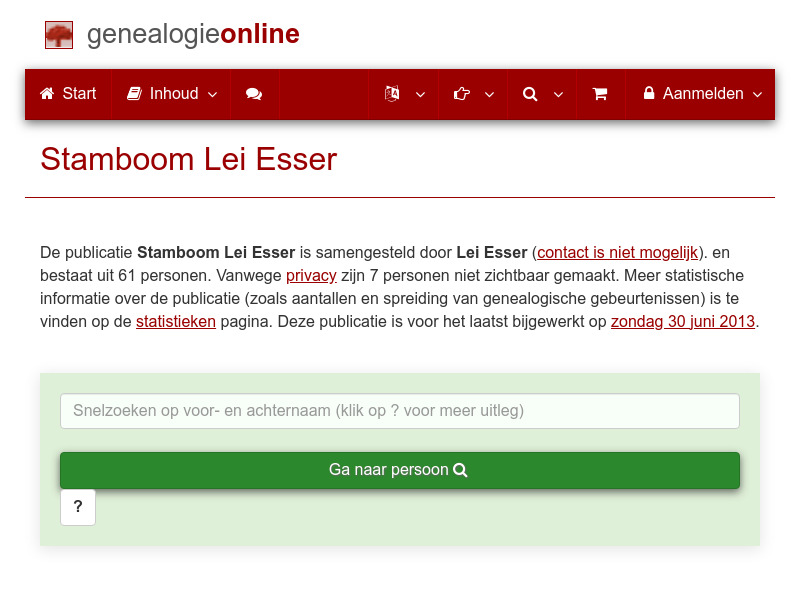 Screenshot van website