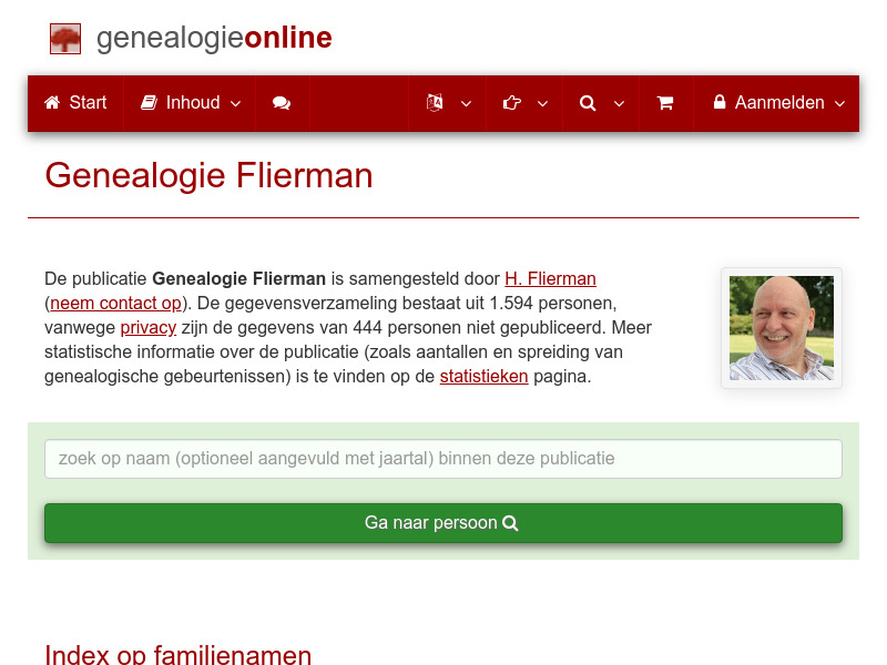 Screenshot van website