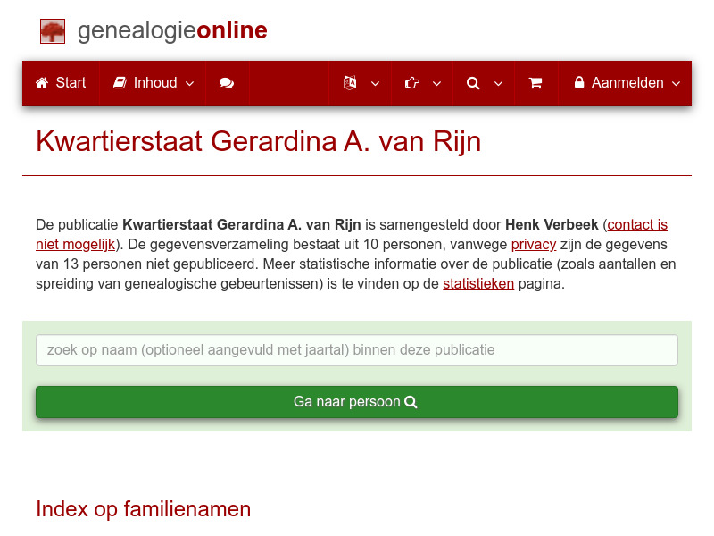 Screenshot van website