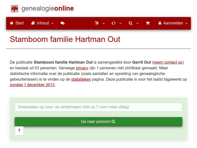 Screenshot van website