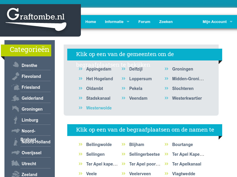 Screenshot van website