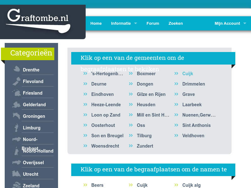 Screenshot van website