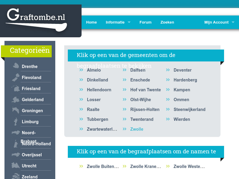 Screenshot van website