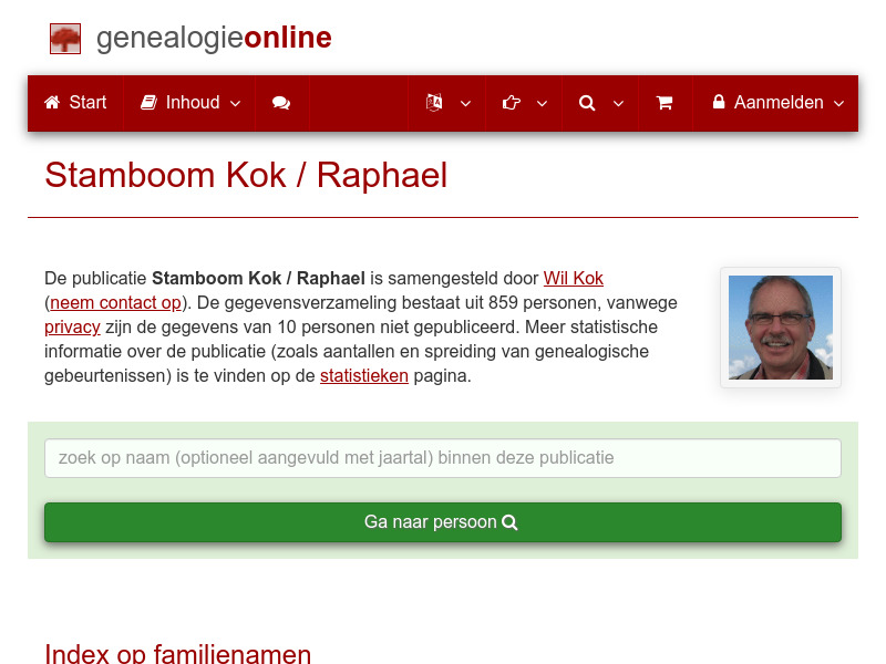 Screenshot van website