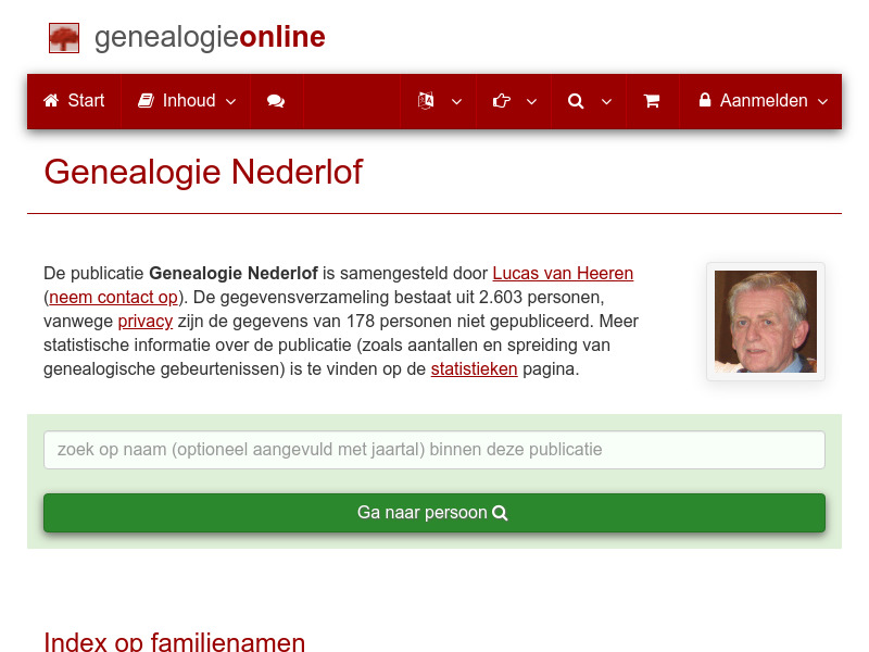 Screenshot van website