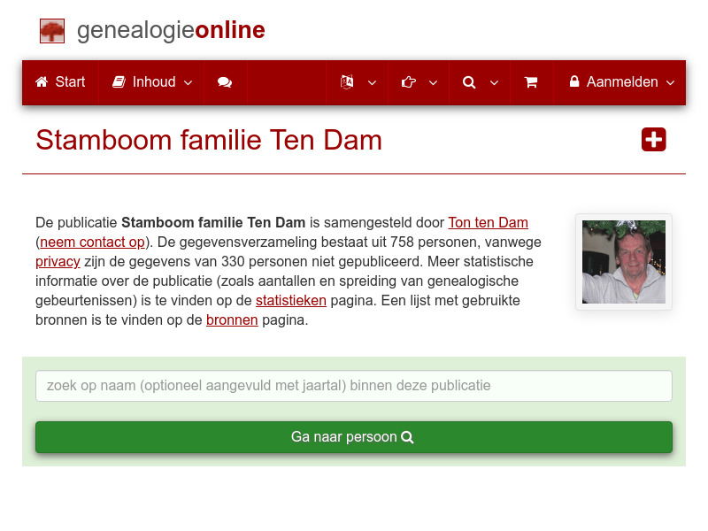 Screenshot van website