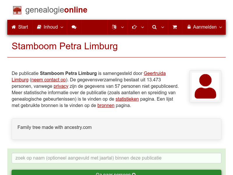 Screenshot van website