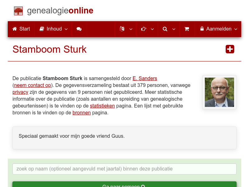 Screenshot van website