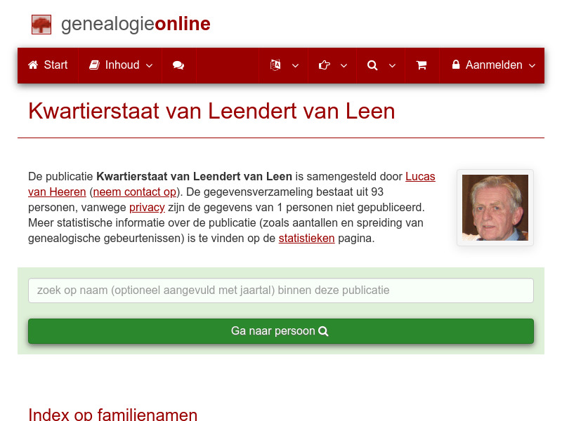 Screenshot van website
