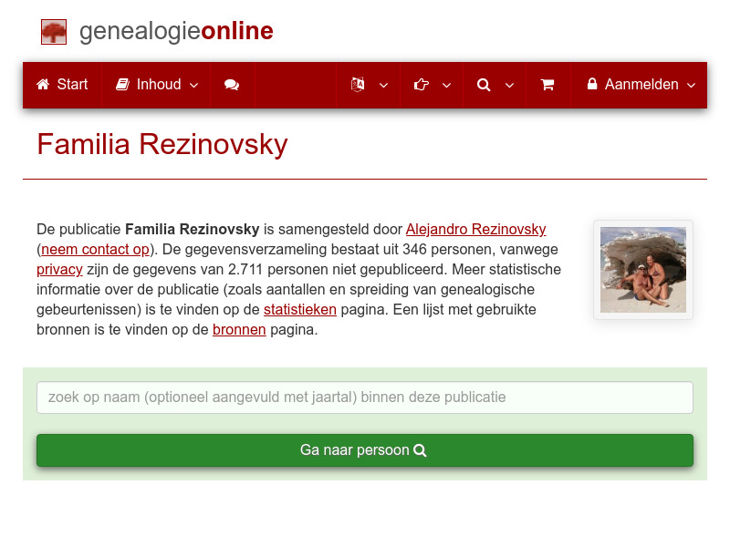 Screenshot van website