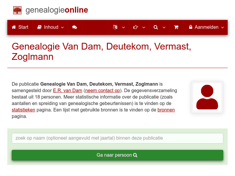 Screenshot van website