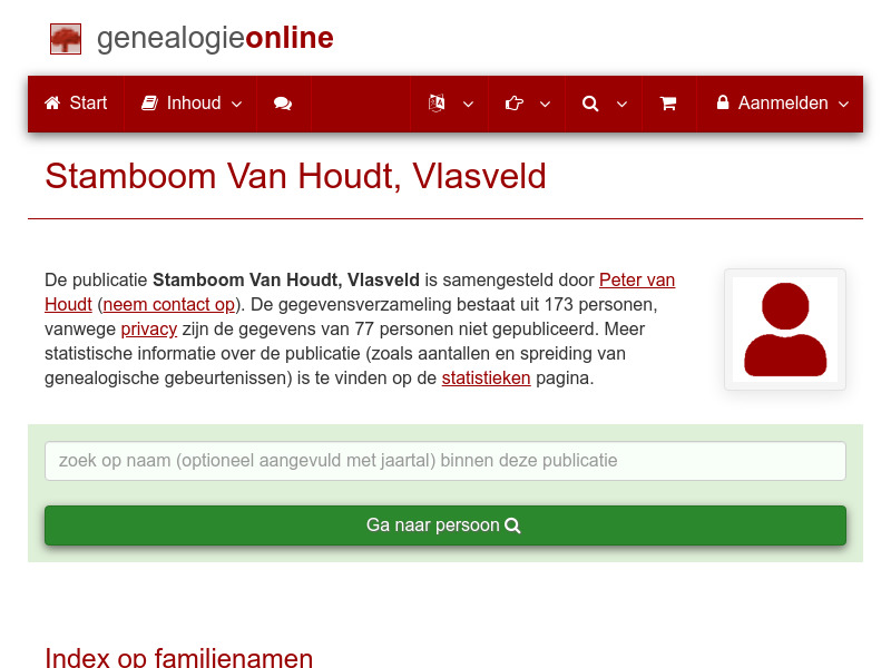 Screenshot van website