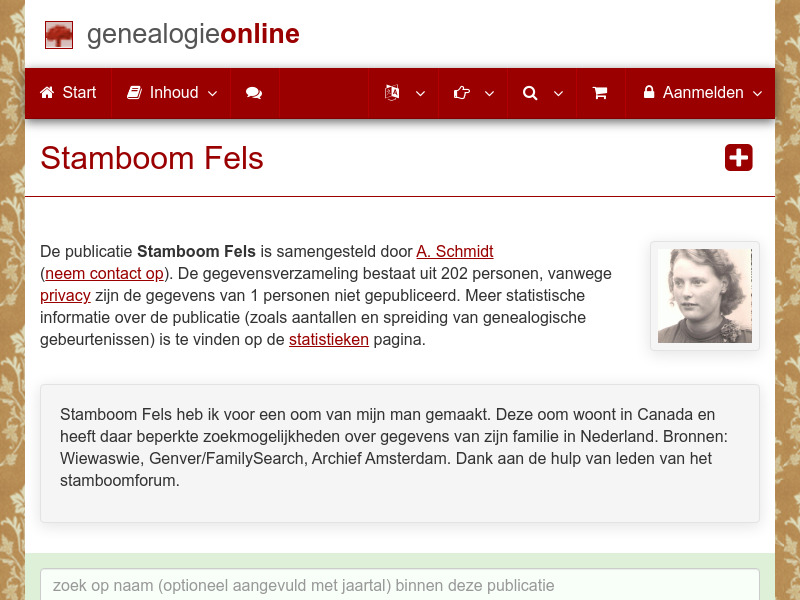 Screenshot van website