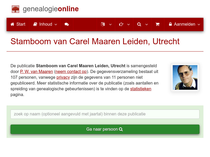 Screenshot van website