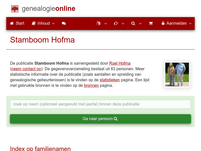 Screenshot van website