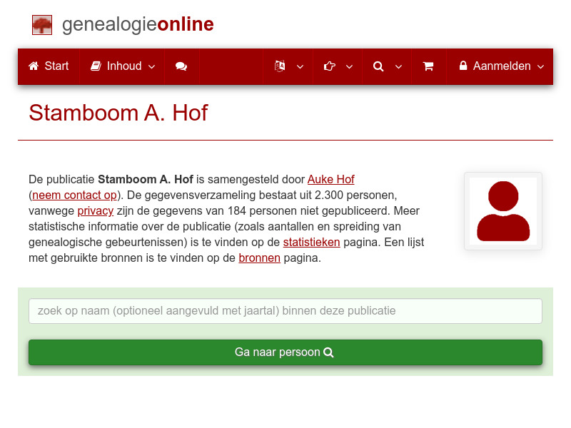 Screenshot van website