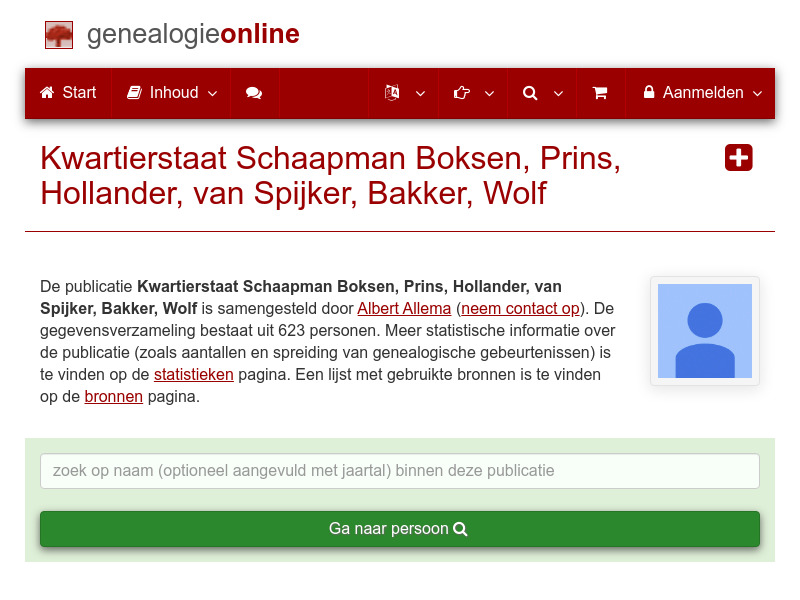 Screenshot van website