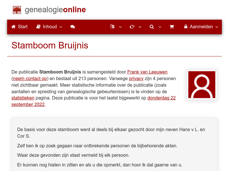 Screenshot van website