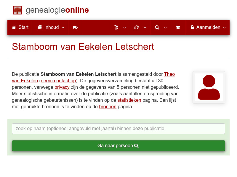 Screenshot van website
