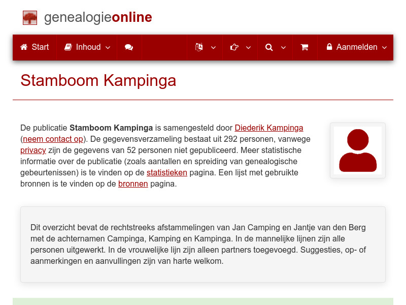 Screenshot van website