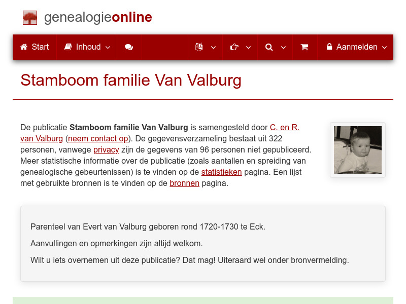 Screenshot van website