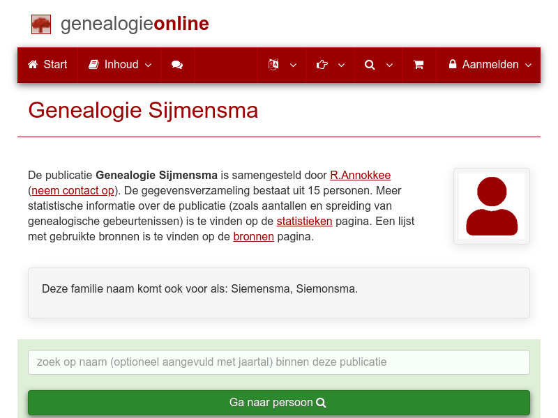 Screenshot van website