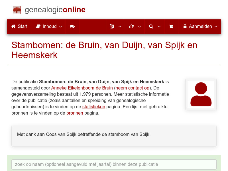 Screenshot van website