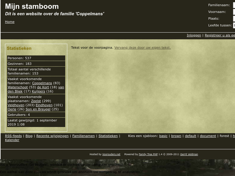 Screenshot van website