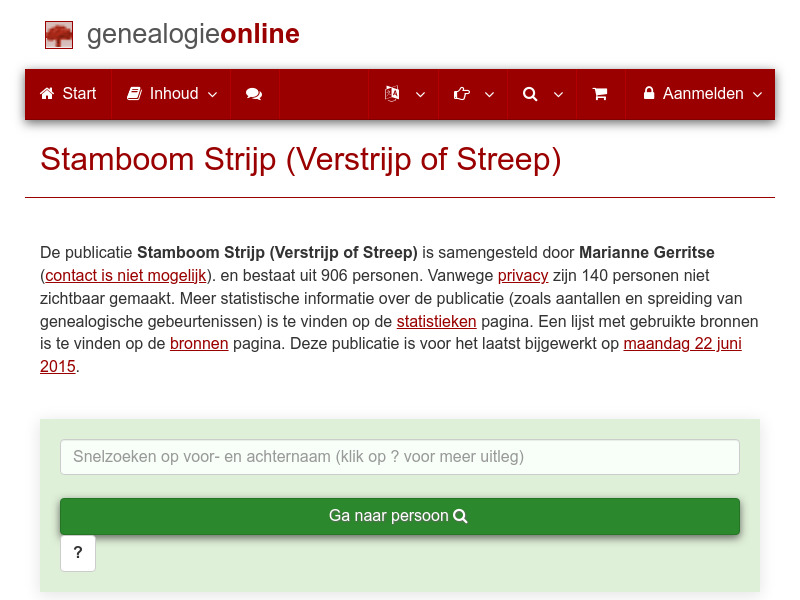 Screenshot van website