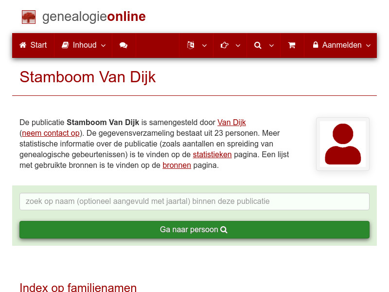 Screenshot van website