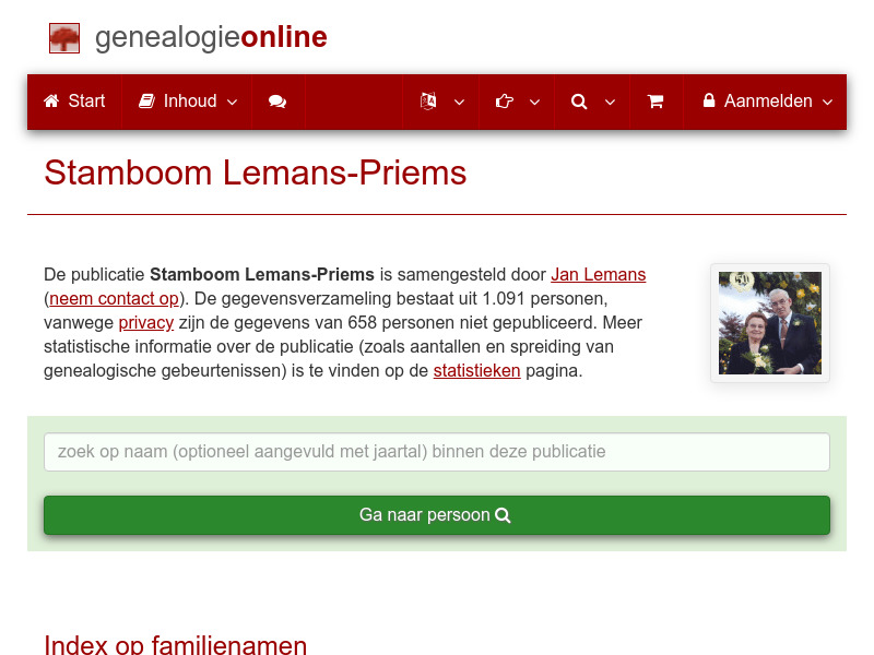 Screenshot van website