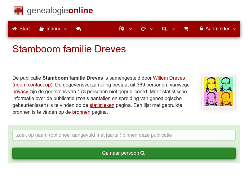 Screenshot van website