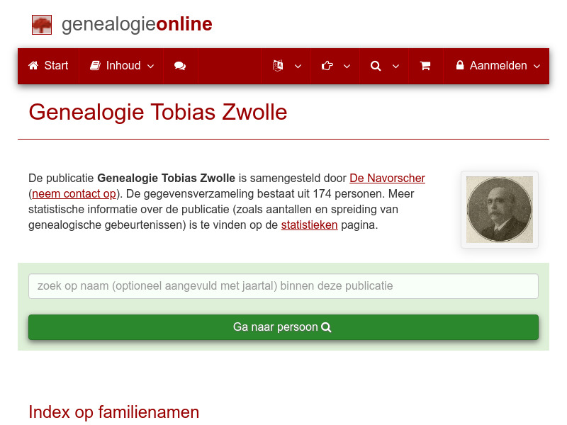 Screenshot van website