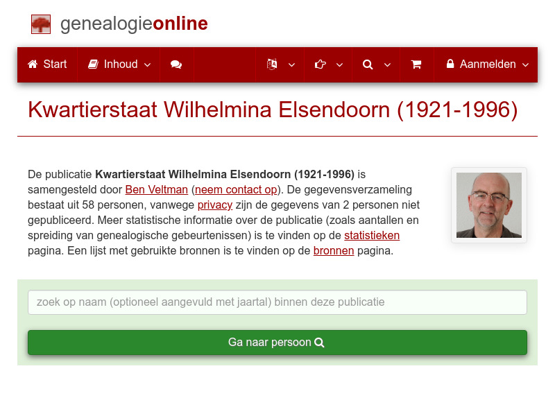 Screenshot van website