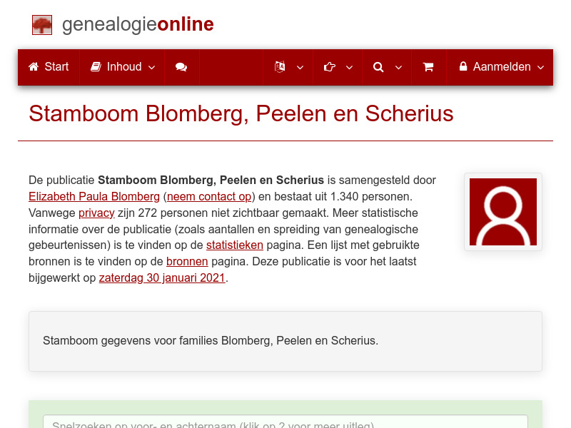 Screenshot van website