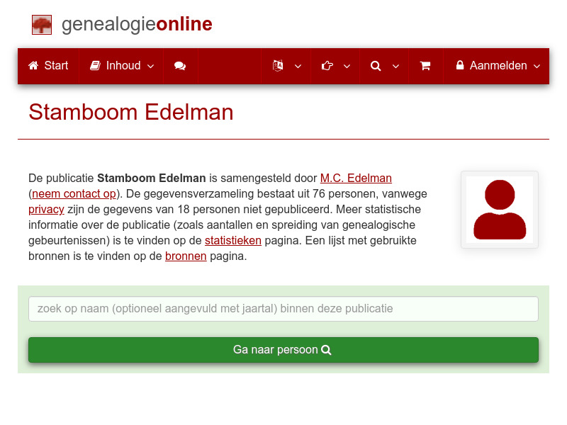 Screenshot van website
