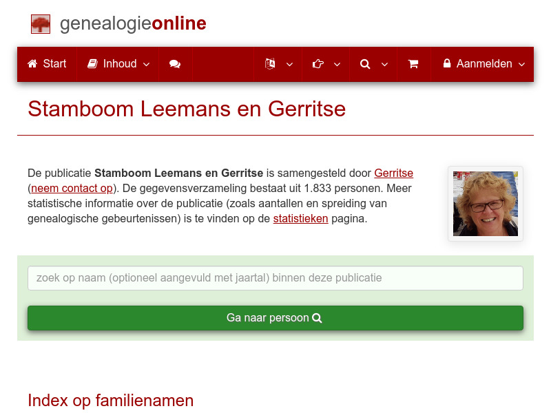 Screenshot van website