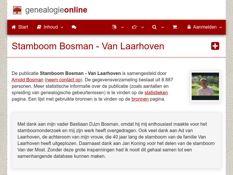 Screenshot van website