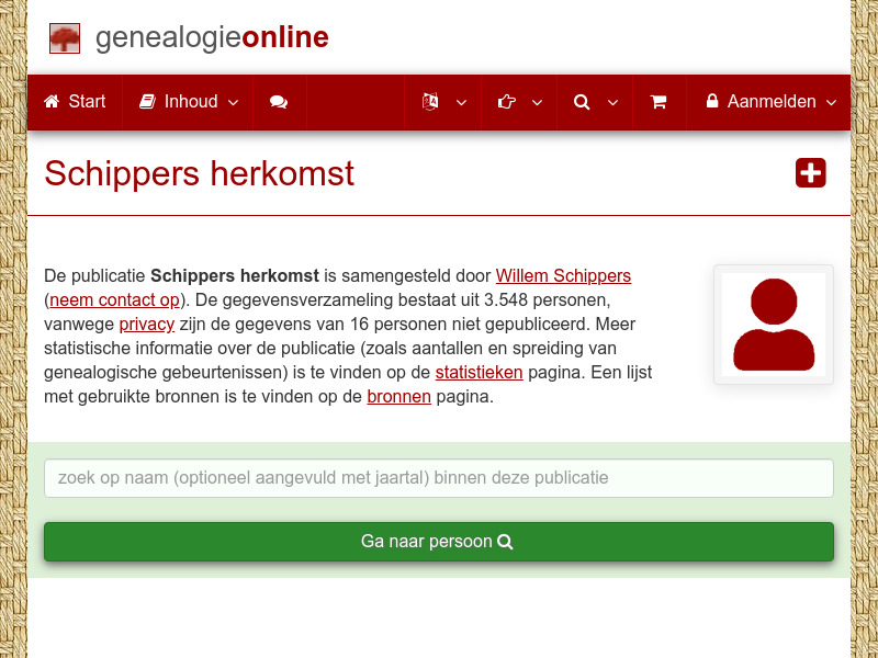 Screenshot van website