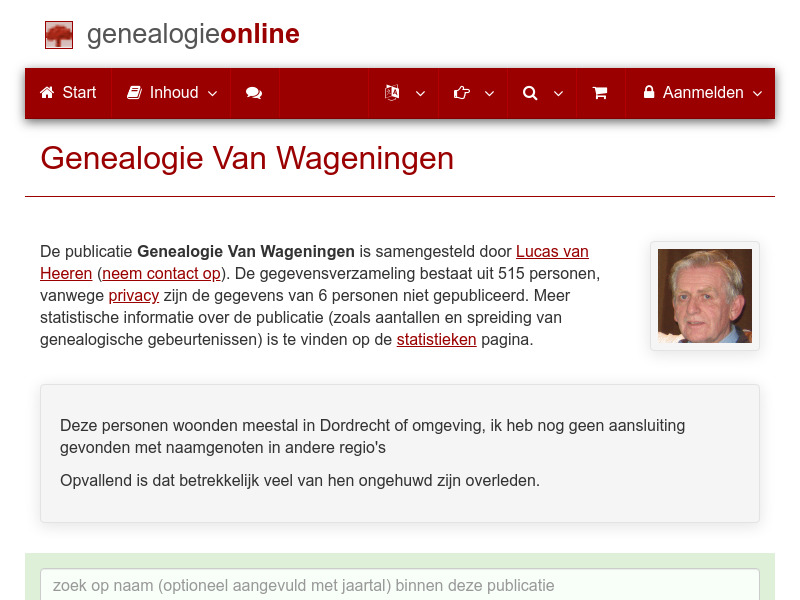 Screenshot van website