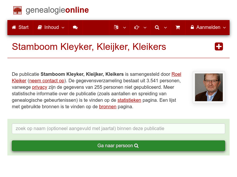 Screenshot van website