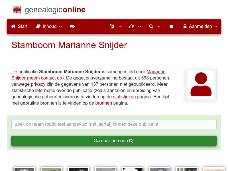 Screenshot van website