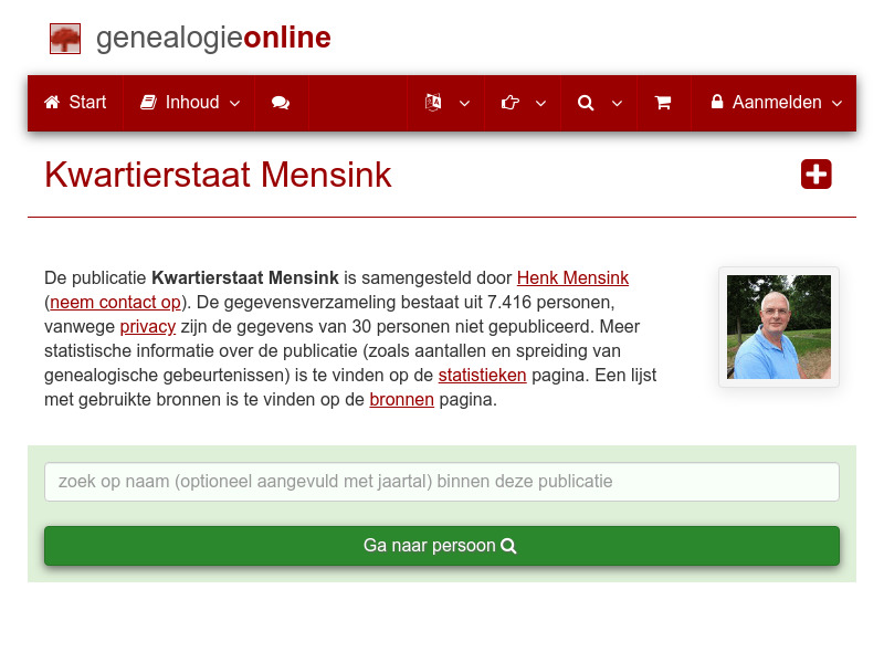 Screenshot van website