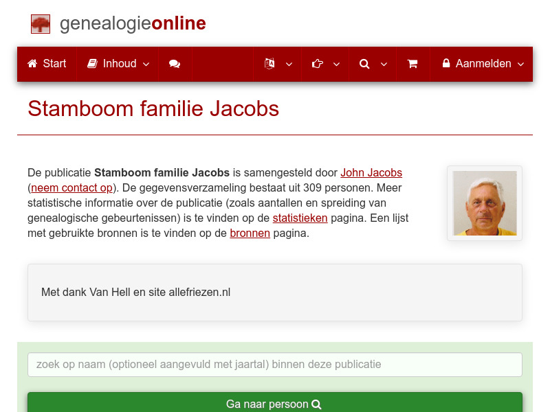 Screenshot van website