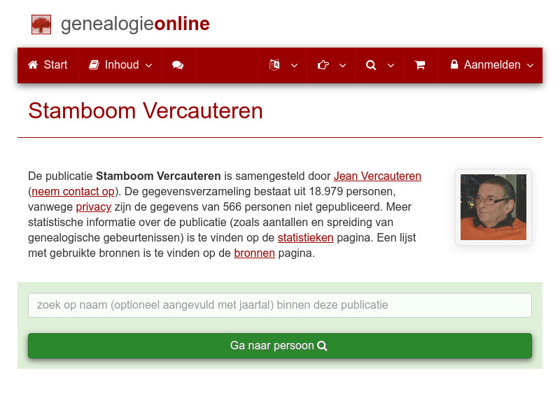 Screenshot van website