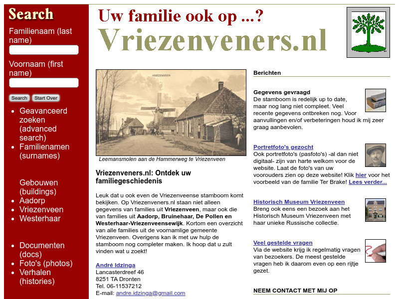 Screenshot van website