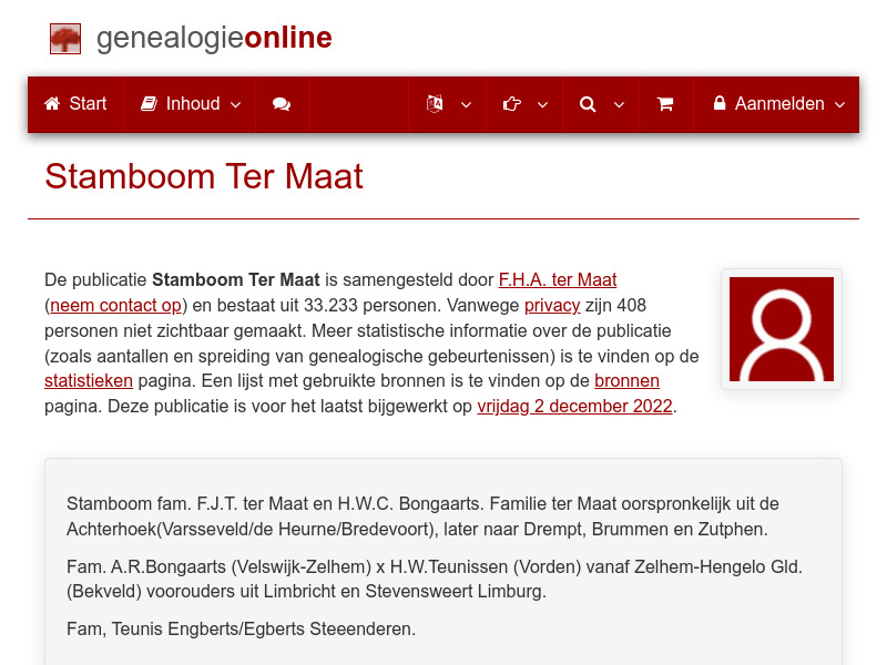 Screenshot van website