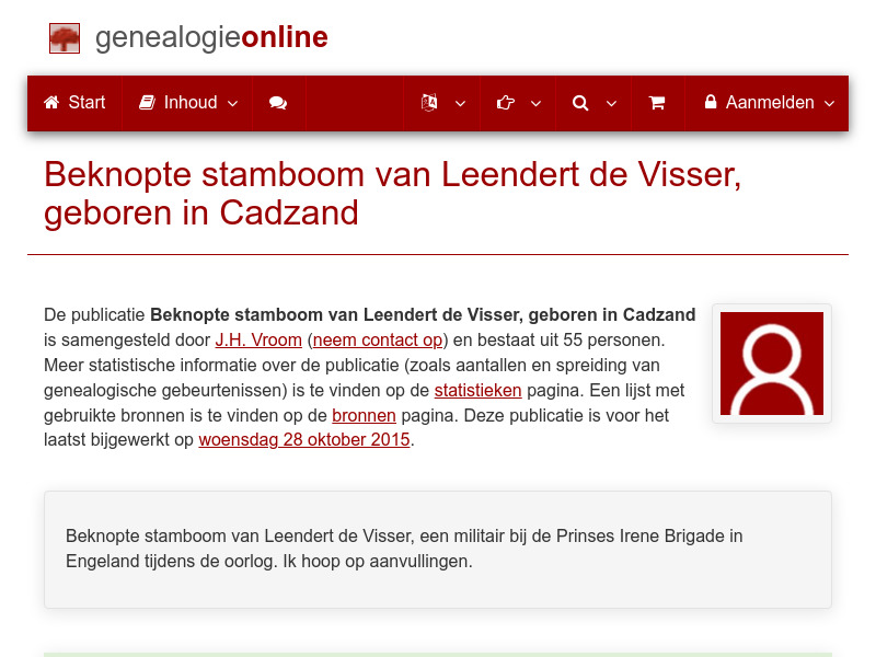 Screenshot van website