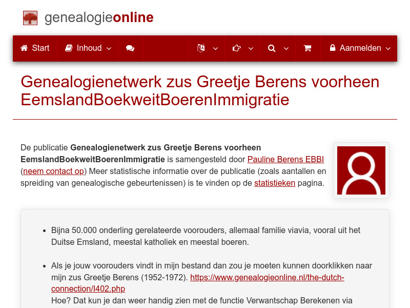 Screenshot van website